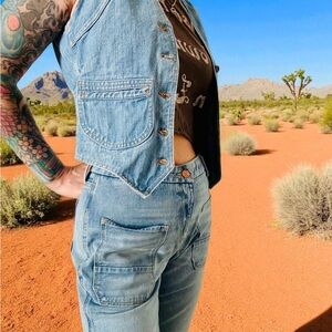 Vintage Fitted Button Deep V-Neck Denim Vest